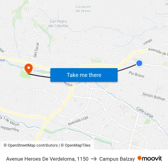 Avenue Heroes De Verdeloma, 1150 to Campus Balzay map