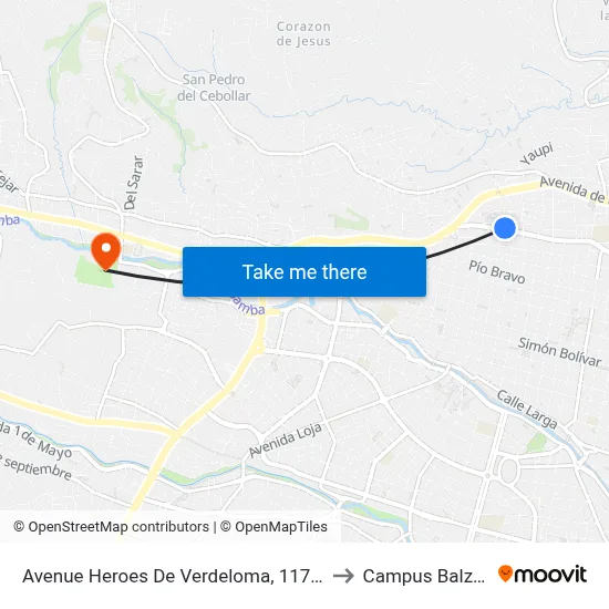 Avenue Heroes De Verdeloma, 1178y to Campus Balzay map