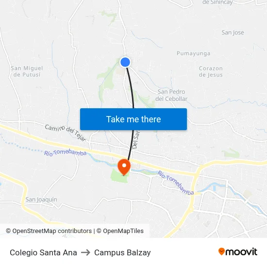 Colegio Santa Ana to Campus Balzay map
