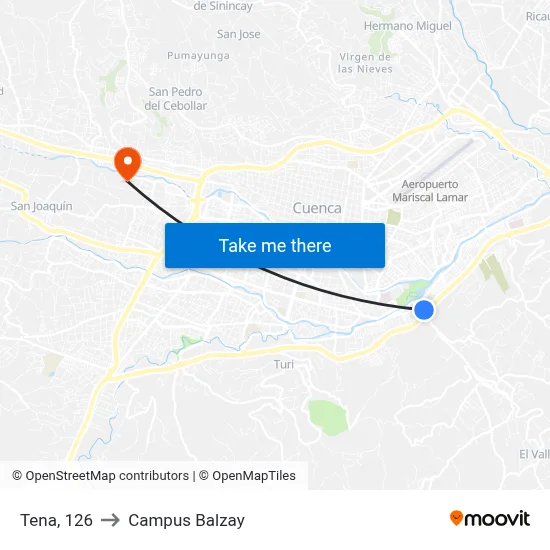 Tena, 126 to Campus Balzay map