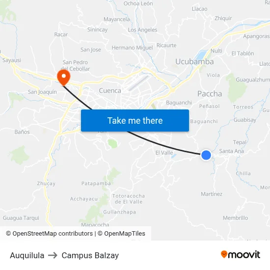 Auquilula to Campus Balzay map