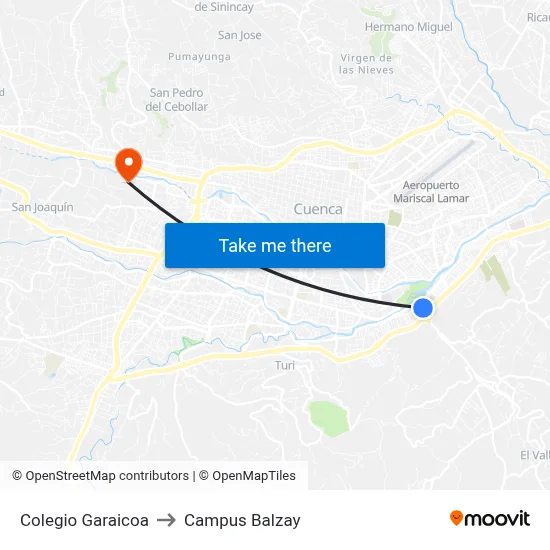 Colegio Garaicoa to Campus Balzay map