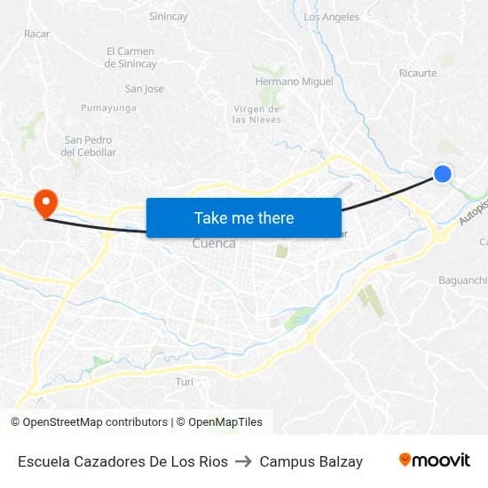 Escuela Cazadores De Los Rios to Campus Balzay map