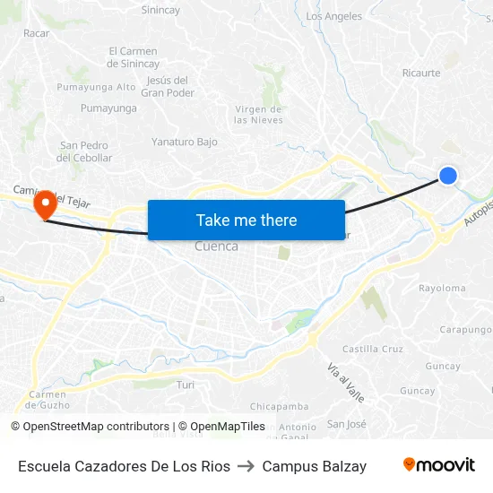 Escuela Cazadores De Los Rios to Campus Balzay map