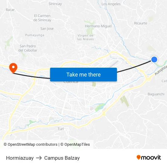 Hormiazuay to Campus Balzay map