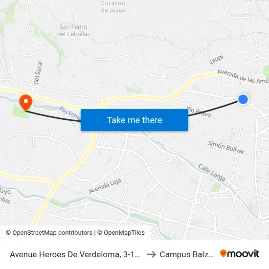 Avenue Heroes De Verdeloma, 3-127 to Campus Balzay map