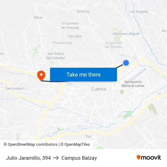 Julio Jaramillo, 394 to Campus Balzay map
