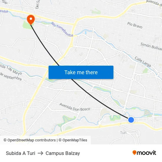Subida A Turi to Campus Balzay map