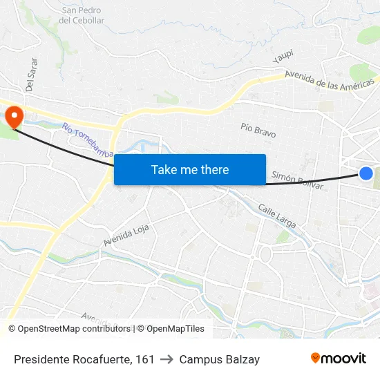 Presidente Rocafuerte, 161 to Campus Balzay map