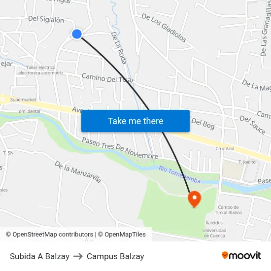 Subida A Balzay to Campus Balzay map