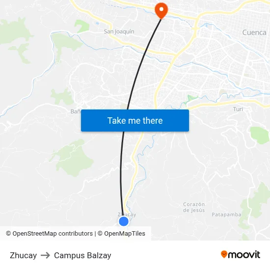 Zhucay to Campus Balzay map