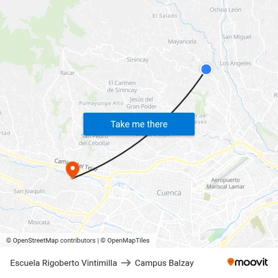 Escuela Rigoberto Vintimilla to Campus Balzay map