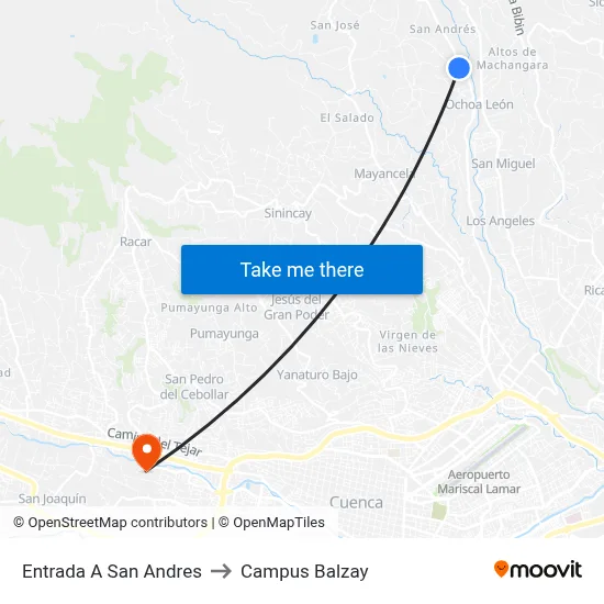 Entrada A San Andres to Campus Balzay map