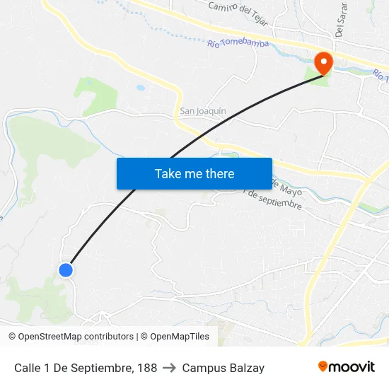 Calle 1 De Septiembre, 188 to Campus Balzay map