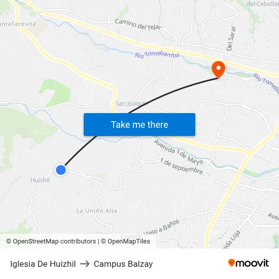 Iglesia De Huizhil to Campus Balzay map