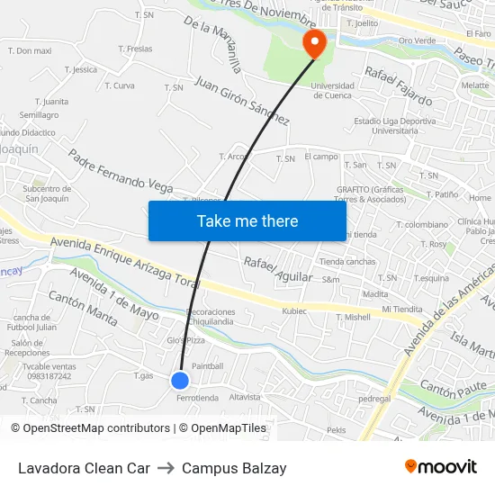 Lavadora Clean Car to Campus Balzay map