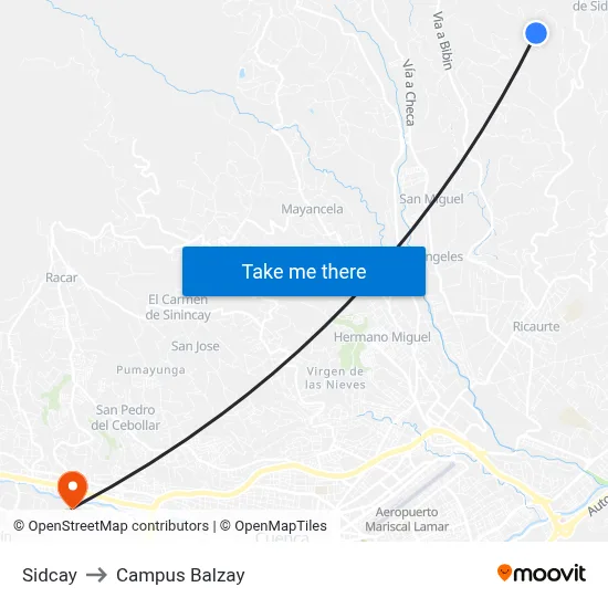 Sidcay to Campus Balzay map