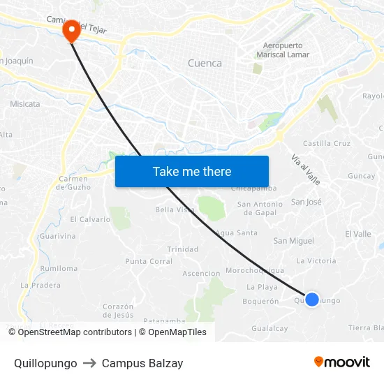 Quillopungo to Campus Balzay map