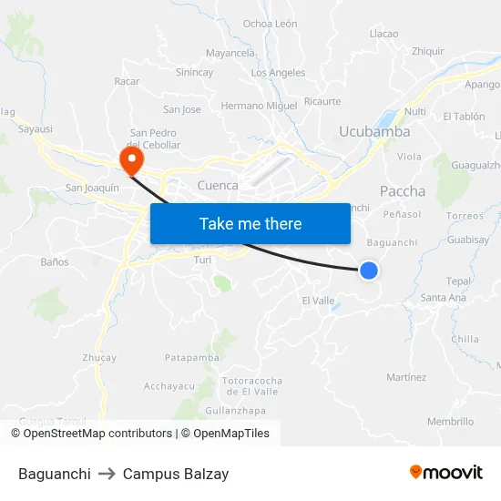 Baguanchi to Campus Balzay map