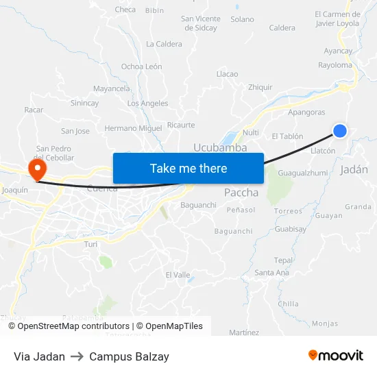 Via Jadan to Campus Balzay map