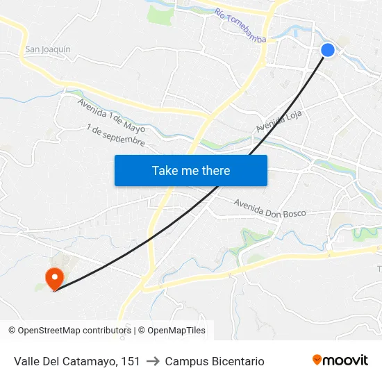 Valle Del Catamayo, 151 to Campus Bicentario map
