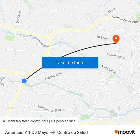 Americas Y 1 De Mayo to Centro de Salud map