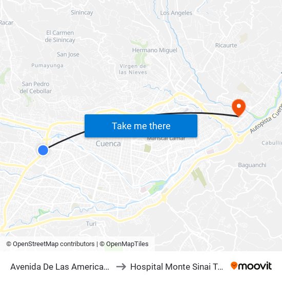 Avenida De Las Americas, 347 to Hospital Monte Sinai Torre 1 map