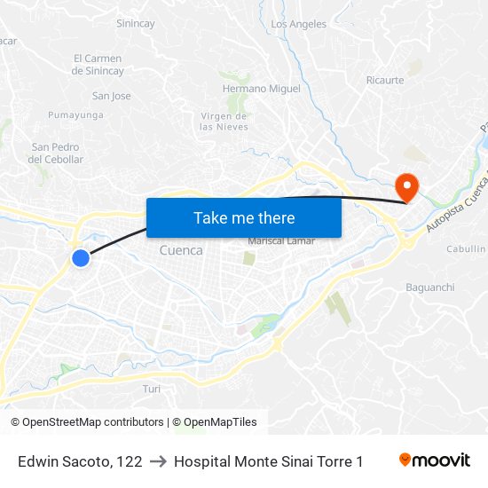 Edwin Sacoto, 122 to Hospital Monte Sinai Torre 1 map