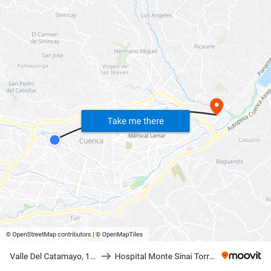 Valle Del Catamayo, 151 to Hospital Monte Sinai Torre 1 map
