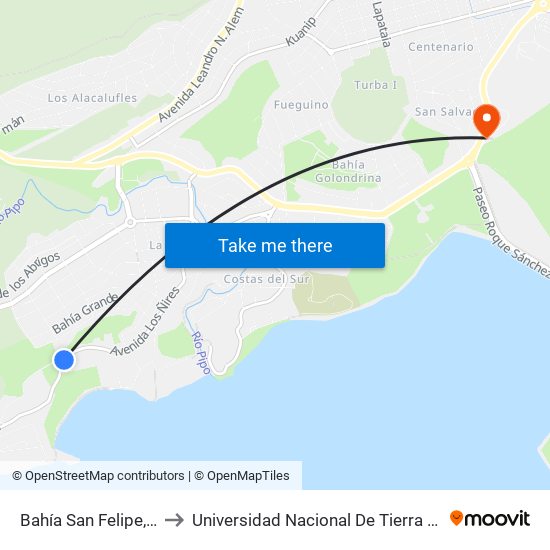 Bahía San Felipe, 3235 to Universidad Nacional De Tierra Del Fuego map