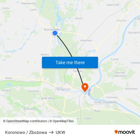 Koronowo / Zbożowa to UKW map