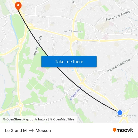 Le Grand M to Mosson map