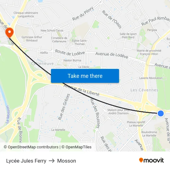 Lycée Jules Ferry to Mosson map