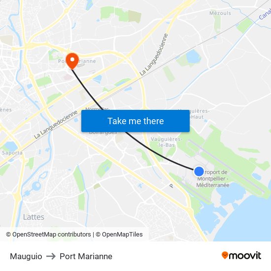 Mauguio to Port Marianne map