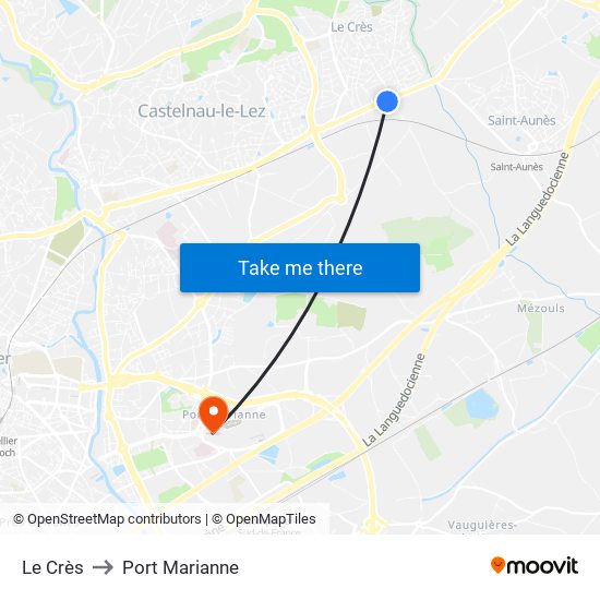 Le Crès to Port Marianne map