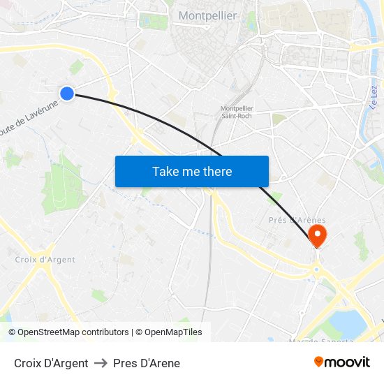 Croix D'Argent to Pres D'Arene map