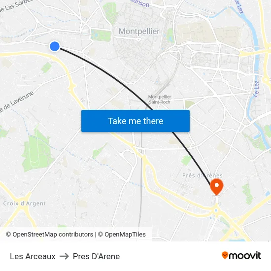 Les Arceaux to Pres D'Arene map