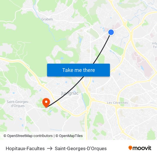 Hopitaux-Facultes to Saint-Georges-D'Orques map