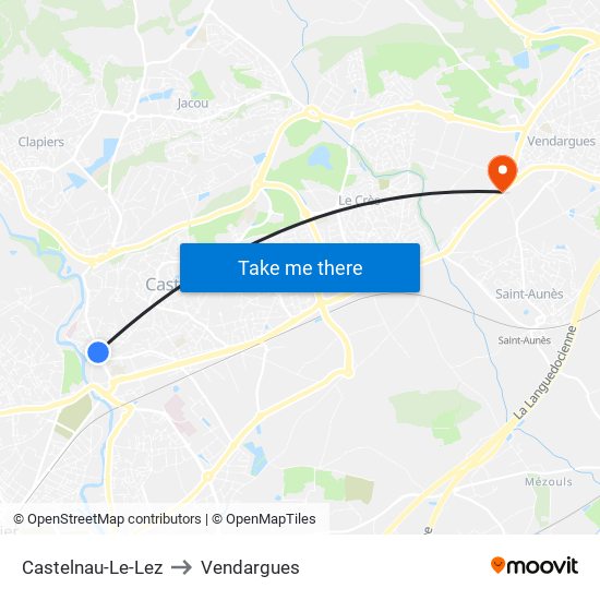 Castelnau-Le-Lez to Vendargues map