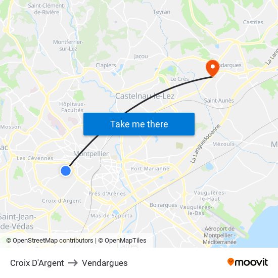 Croix D'Argent to Vendargues map