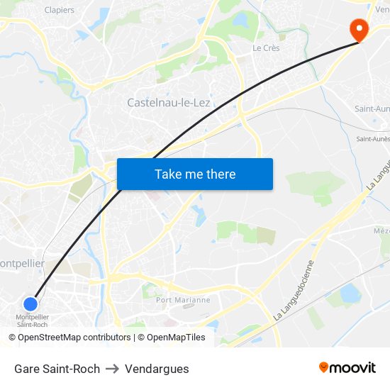 Gare Saint-Roch to Vendargues map