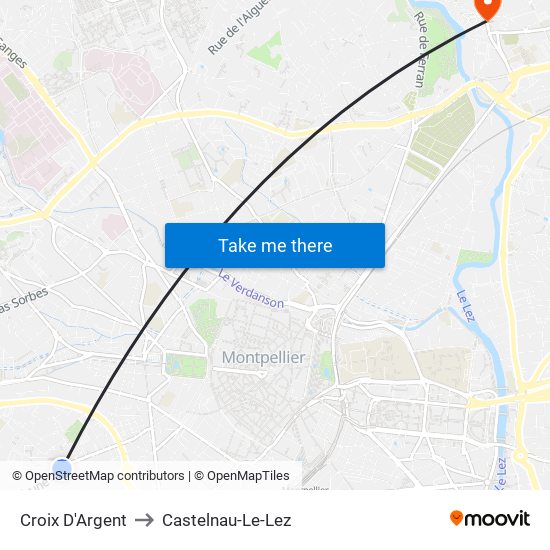 Croix D'Argent to Castelnau-Le-Lez map