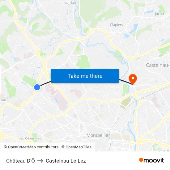 Château D'Ô to Castelnau-Le-Lez map