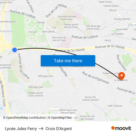 Lycée Jules Ferry to Croix D'Argent map