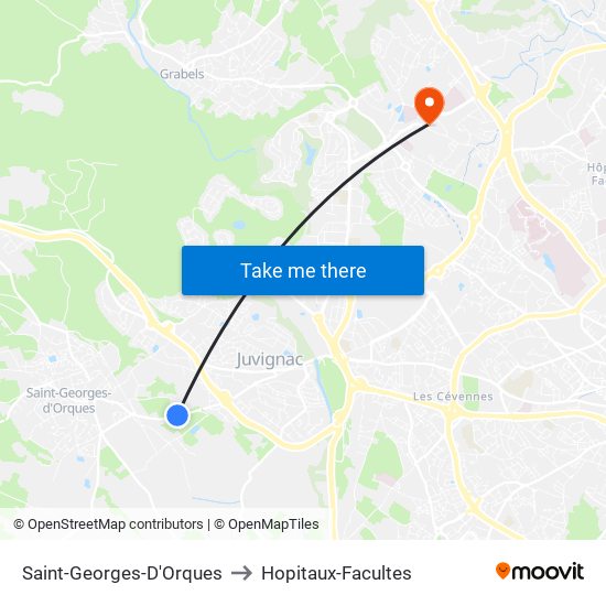 Saint-Georges-D'Orques to Hopitaux-Facultes map