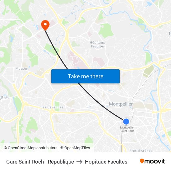 Gare Saint-Roch - République to Hopitaux-Facultes map