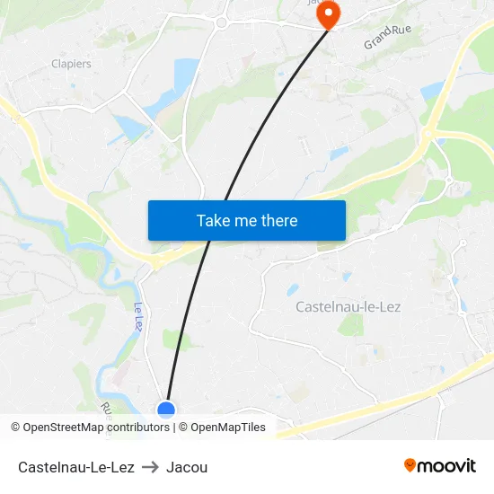 Castelnau-Le-Lez to Jacou map