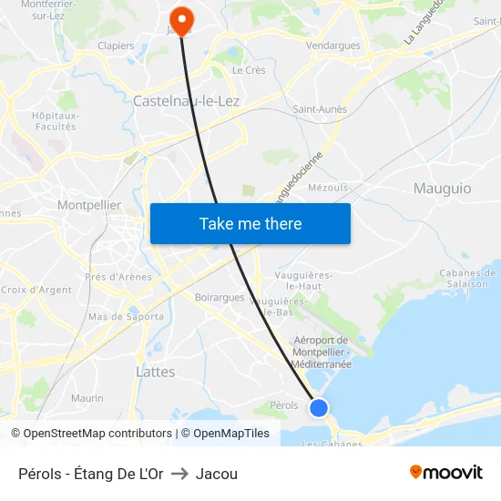 Pérols - Étang De L'Or to Jacou map