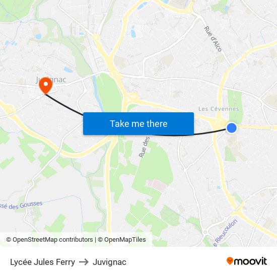 Lycée Jules Ferry to Juvignac map