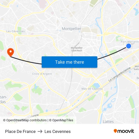 Place De France to Les Cevennes map